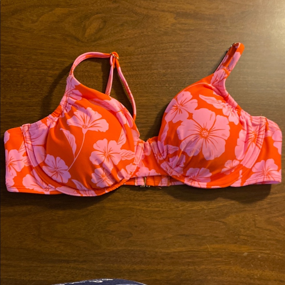 Wild Fable Floral Bikini Top - Orange and Pink